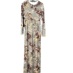 Bellamie Long Sleeve Maxi Dress Size Small/Medium Floral Olive Green Feminine